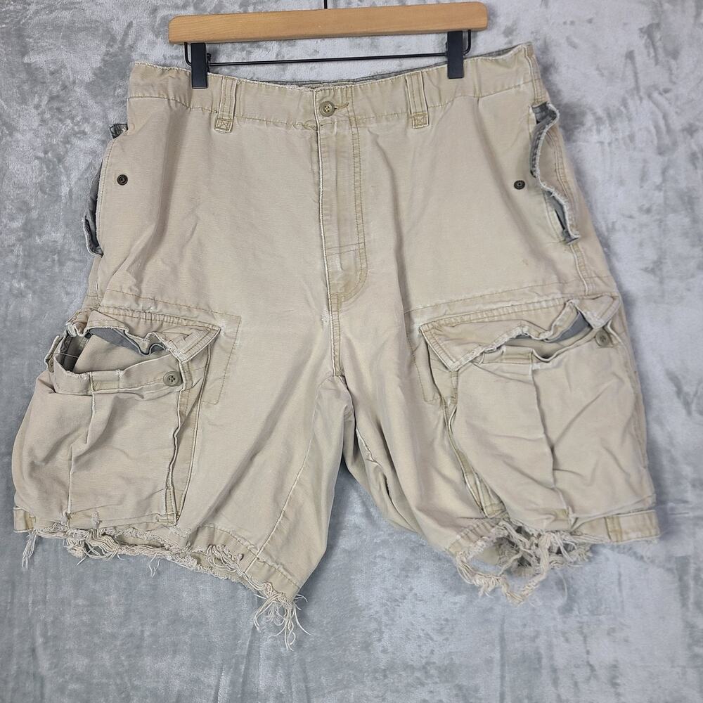 American Eagle Cargo Shorts Y2K Skater Board Distressed Grunge Thrashed Mens 36